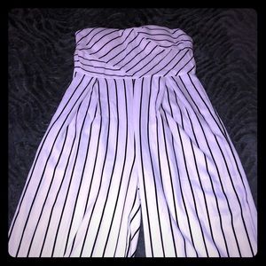 Black and white pinstripe jumpsuit